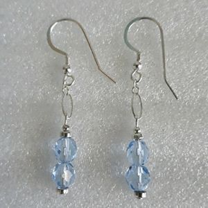 🎈2/$15 Sterling Silver Czech Blue Crystal Drop Earrings